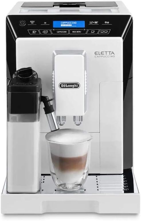 DeLonghi ECAM44660 Eletta Fully Automatic Espresso, Cappuccino and Coffee Machine with One Touch LatteCrema System and Milk Drinks Menu (White, ECAM44660B)