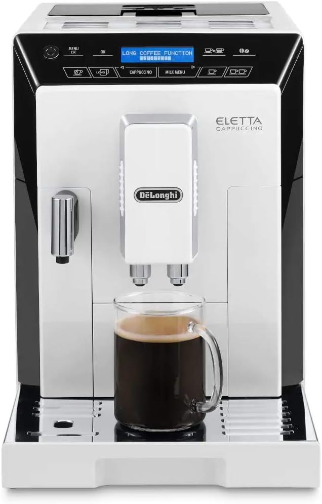 DeLonghi ECAM44660 Eletta Fully Automatic Espresso, Cappuccino and Coffee Machine with One Touch LatteCrema System and Milk Drinks Menu (White, ECAM44660B)