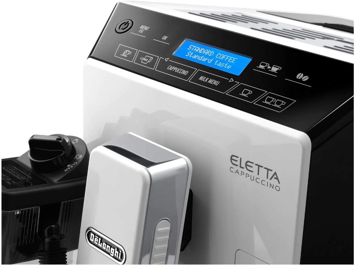 DeLonghi ECAM44660 Eletta Fully Automatic Espresso, Cappuccino and Coffee Machine with One Touch LatteCrema System and Milk Drinks Menu (White, ECAM44660B)