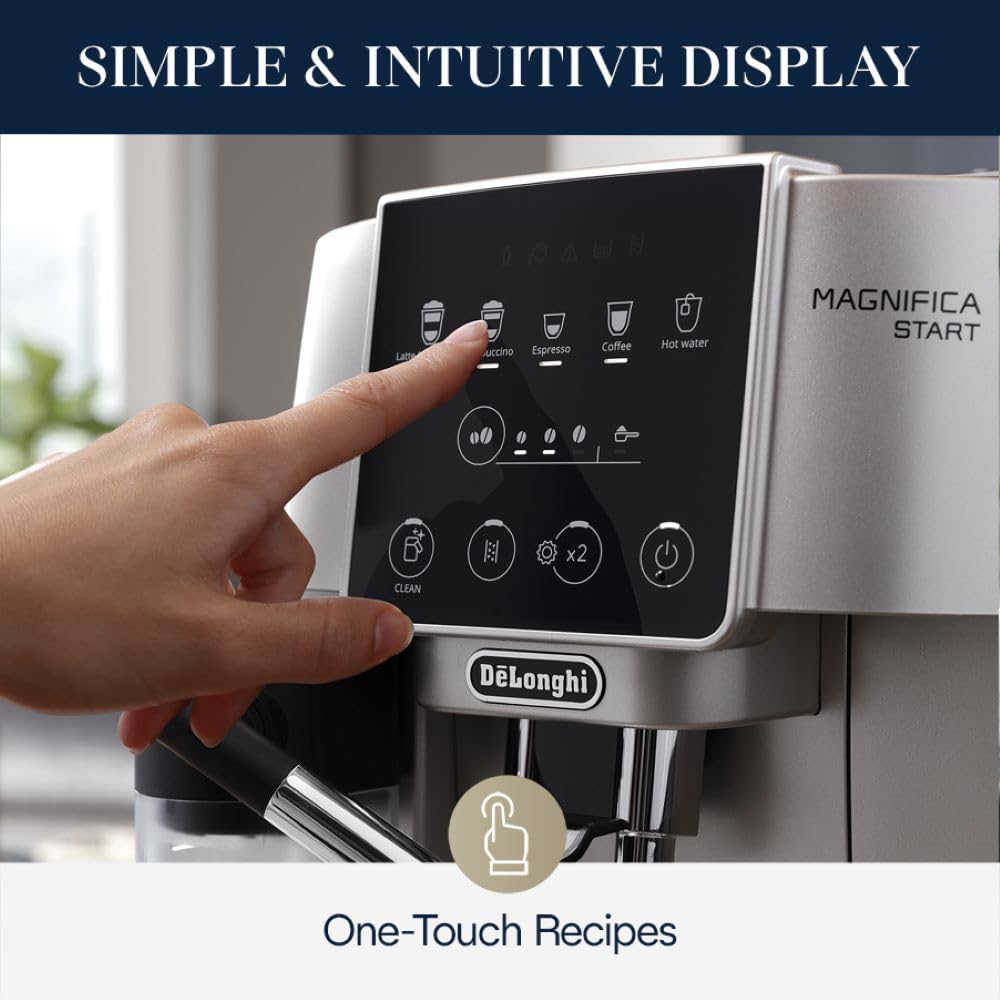De'Longhi Magnifica Start Automatic Espresso Machine with Auto Milk Frother & Built in Grinder - 5 One-Touch Recipes, Easy-to-Clean, Home Barista Coffee Maker for Lattes, Cappuccino, Iced Coffee
