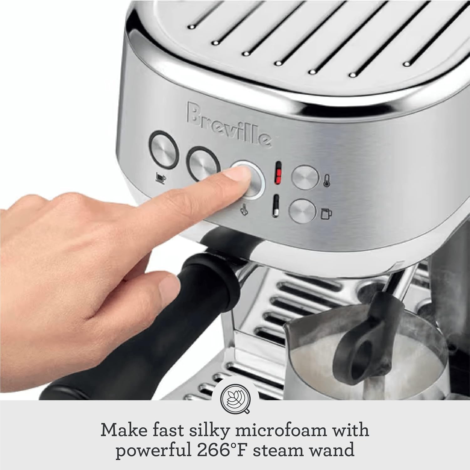 Breville Bambino Plus Espresso Machine BES500BSS, Brushed Stainless Steel, 64 oz Water Tank