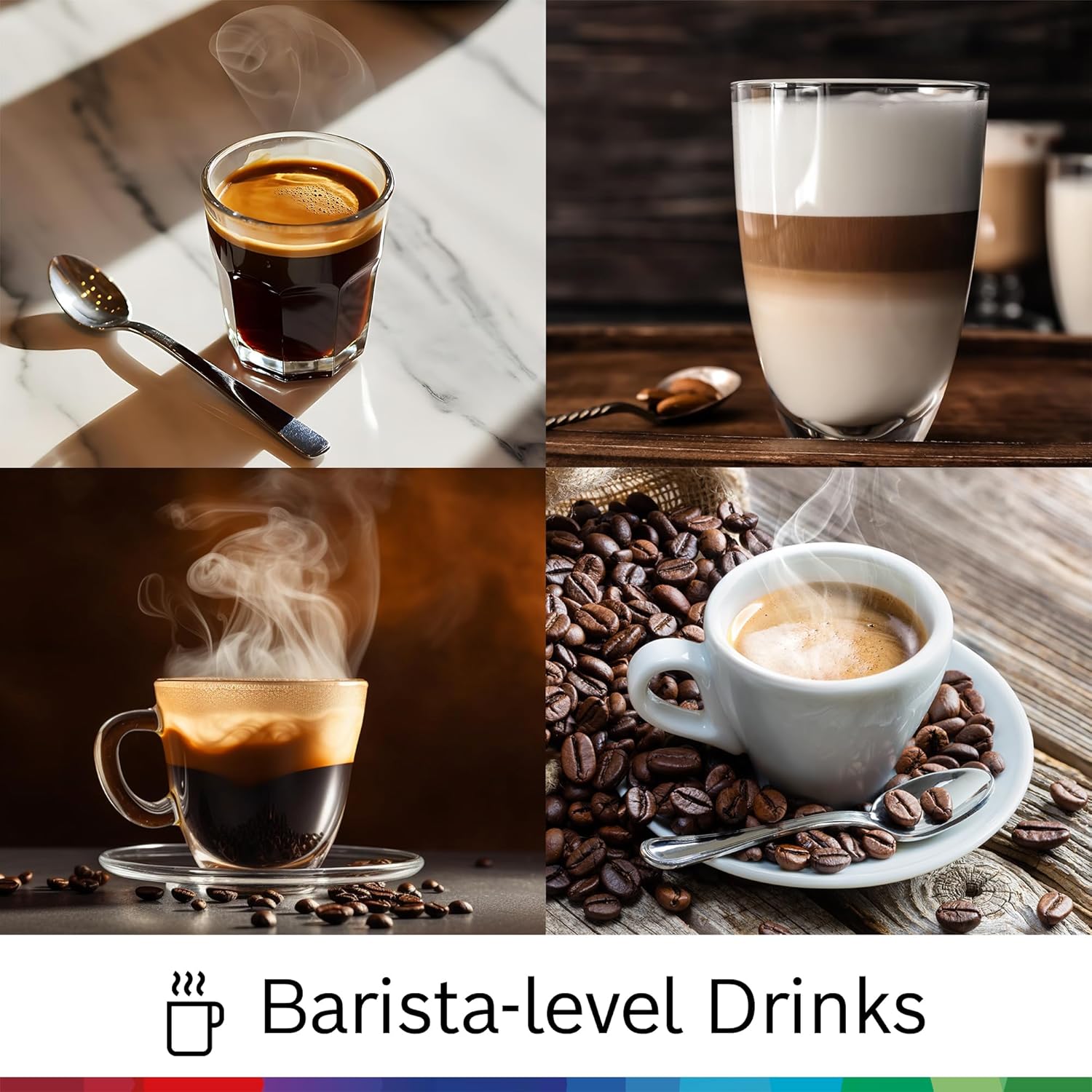 Bosch Fully Automatic Coffee and Espresso Machine - One-Touch Drinks, Barista Style, Double Cup Super Coffee Maker - Large Bean Capacity - Easy Clean, Maintenance - Silver- TIU20307